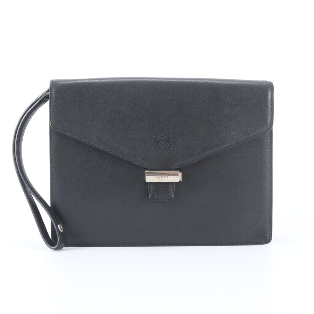 Loewe Anagram Leather Second Bag Clutch Handbag Pouch Black Men's